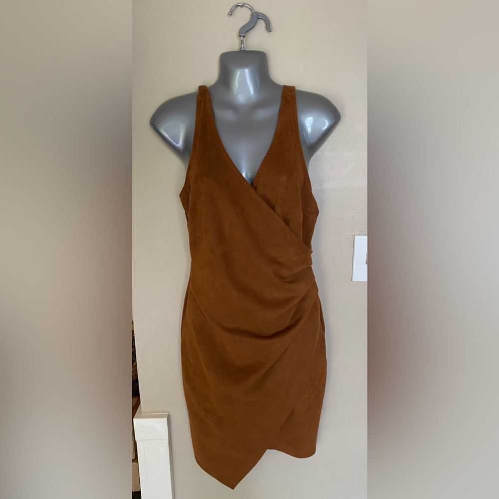 HAUTE MONDE BROWN SUEDE DRESS SIZE S